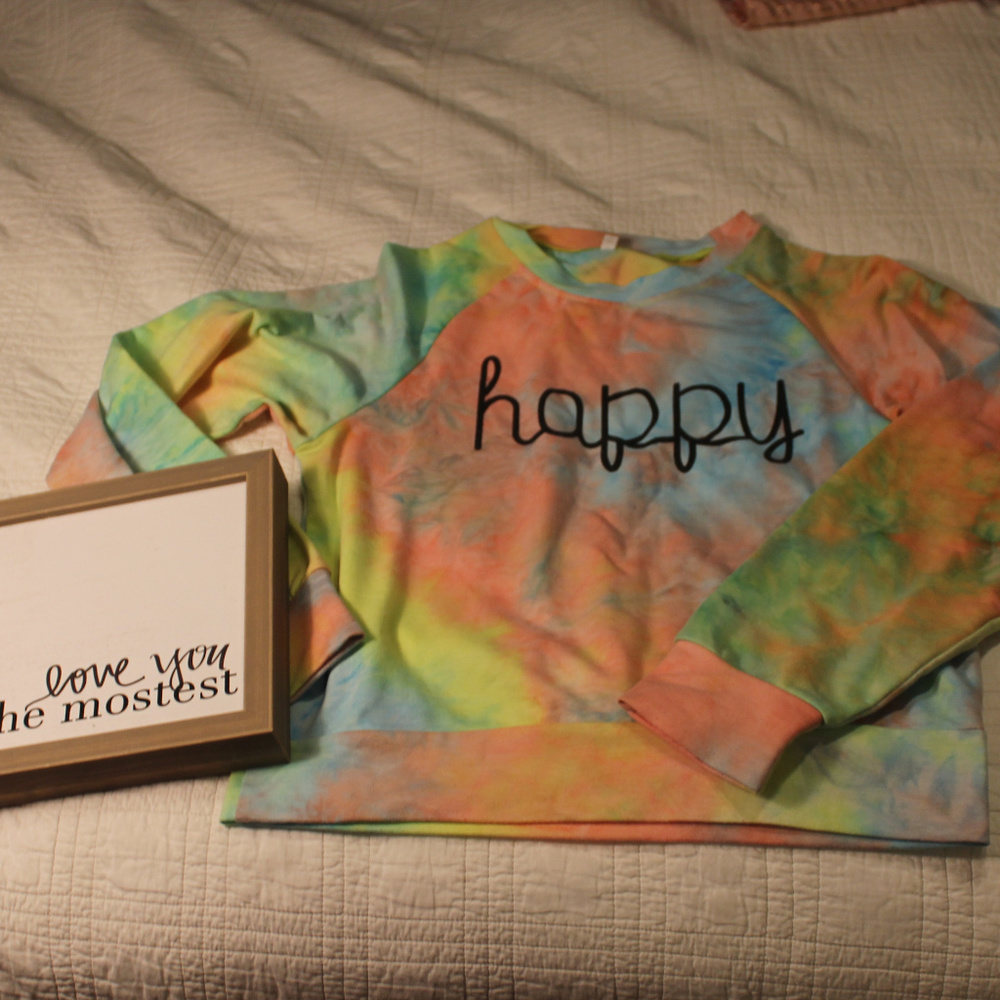 Happy Tie-Dye Cropped Sweatshirt Adult S
